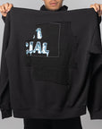 Abstract Applique Mind Games Hoodie - Black