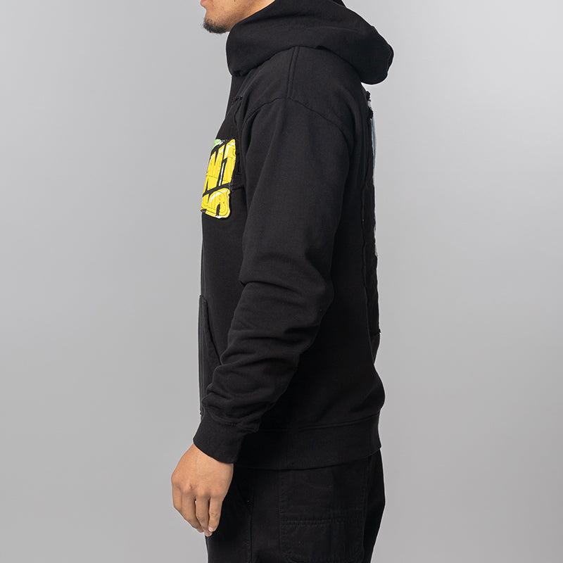 Abstract Applique Mind Games Hoodie - Black