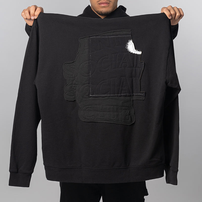 Abstract Applique Mind Games Hoodie - Black