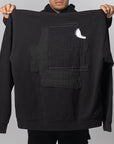 Abstract Applique Mind Games Hoodie - Black