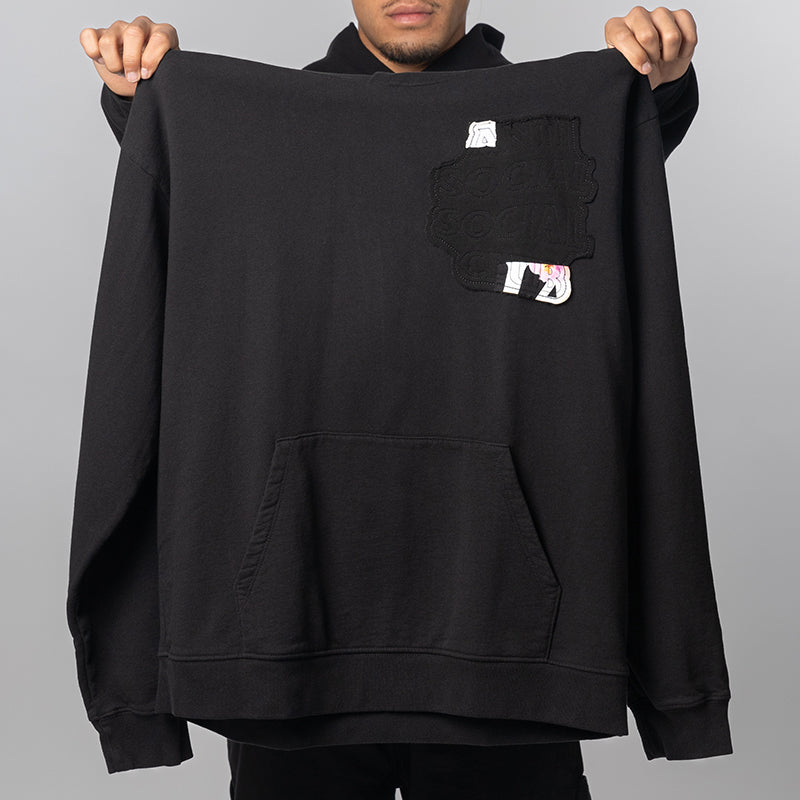 Abstract Applique Mind Games Hoodie - Black