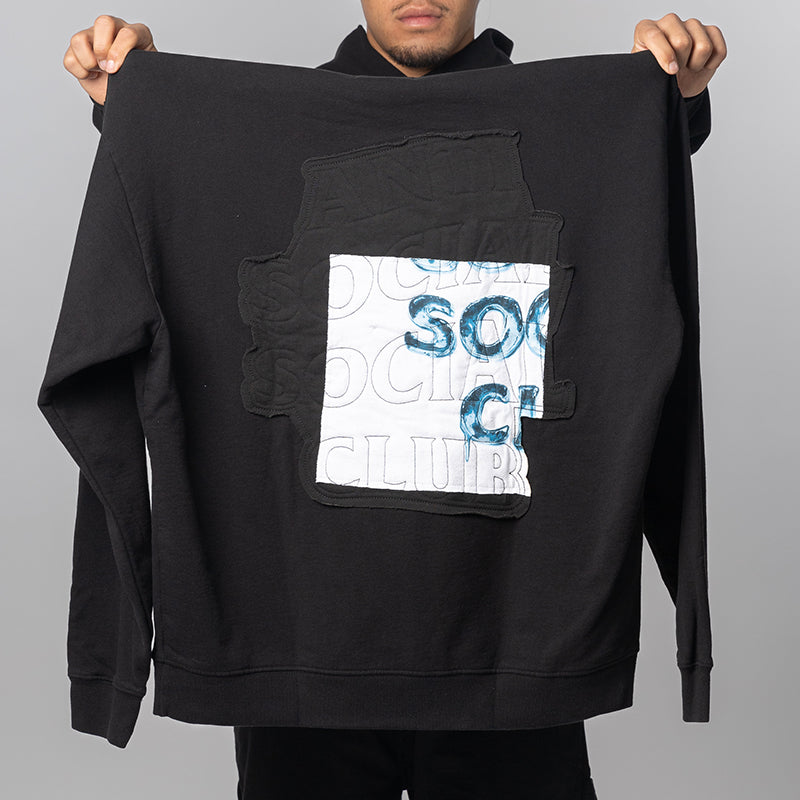 Abstract Applique Mind Games Hoodie - Black