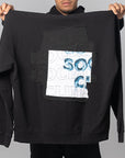 Abstract Applique Mind Games Hoodie - Black