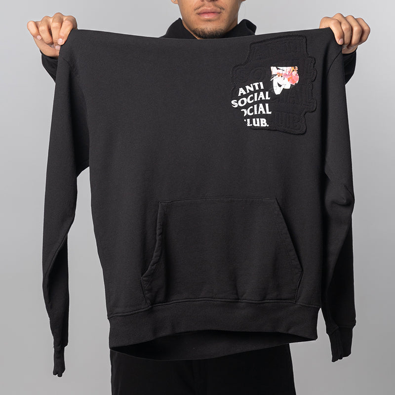 Abstract Applique Mind Games Hoodie - Black