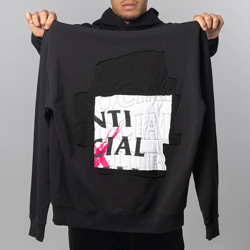 Abstract Applique Mind Games Hoodie - Black