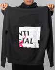Abstract Applique Mind Games Hoodie - Black