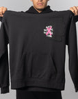 Abstract Applique Mind Games Hoodie - Black