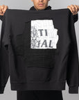 Abstract Applique Mind Games Hoodie - Black