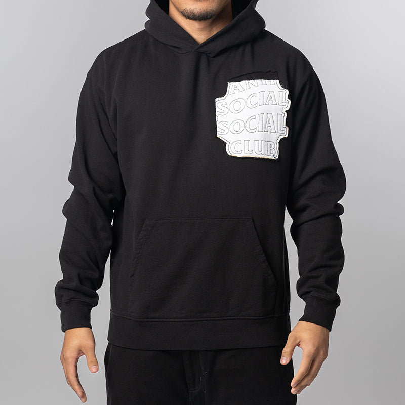 Abstract Applique Mind Games Hoodie - Black