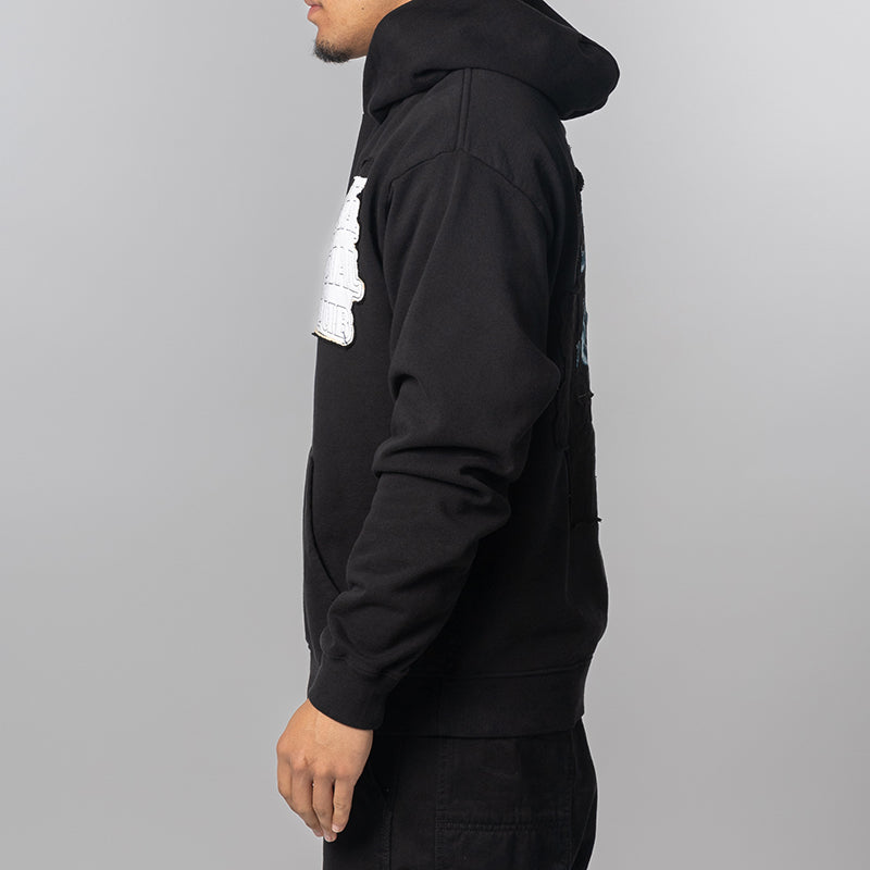 Abstract Applique Mind Games Hoodie - Black