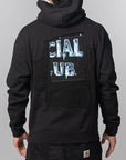 Abstract Applique Mind Games Hoodie - Black