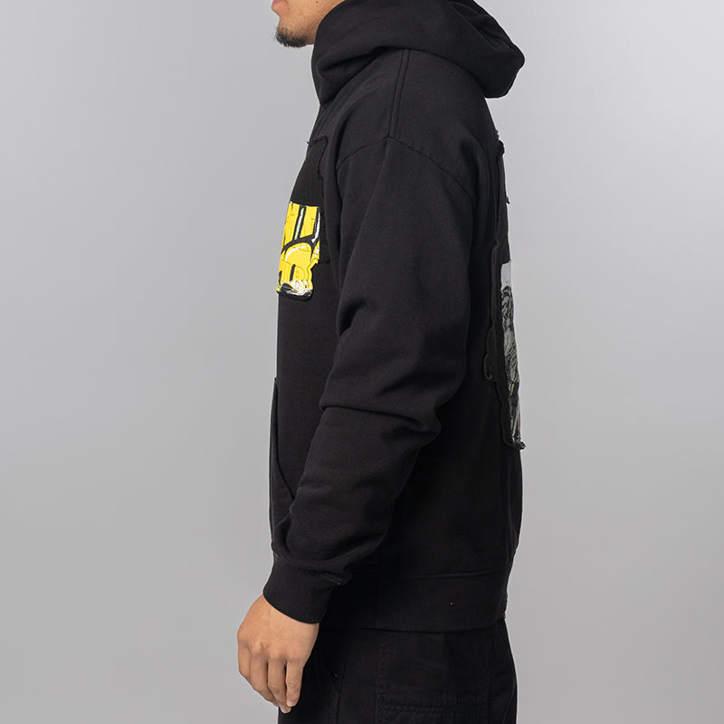 Abstract Applique Mind Games Hoodie - Black
