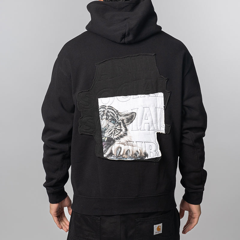 Abstract Applique Mind Games Hoodie - Black