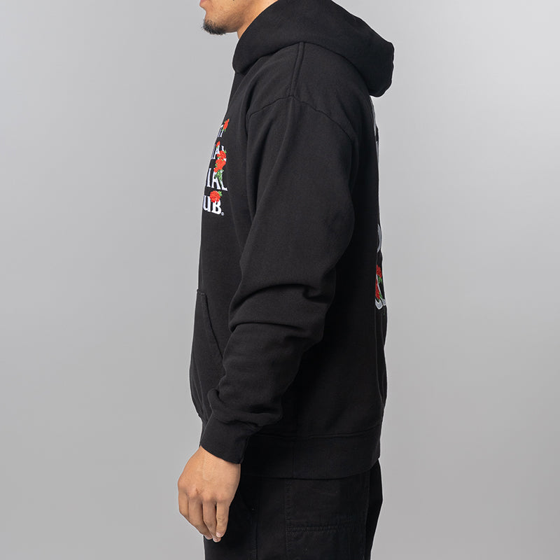 Embroidered Rose Kkotch Hoodie - Black