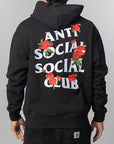 Embroidered Rose Kkotch Hoodie - Black