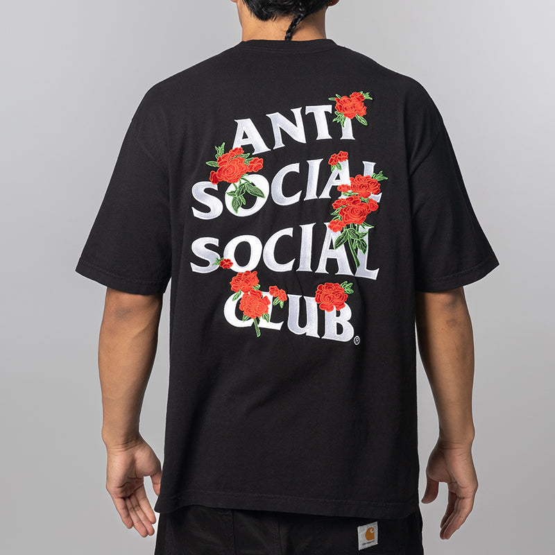 Embroidered Rose Kkotch T-Shirt - Black