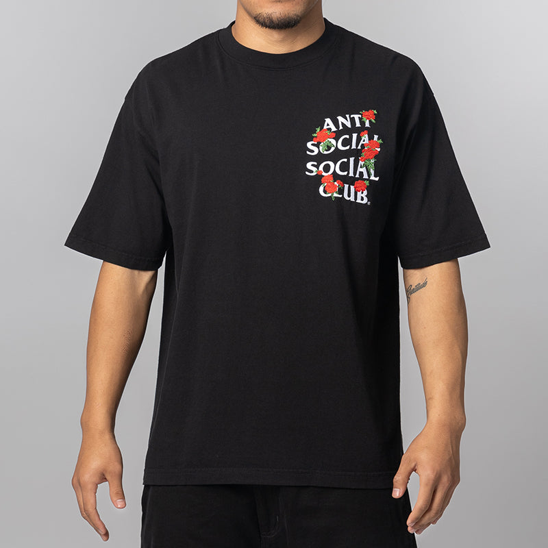 Embroidered Rose Kkotch T-Shirt - Black