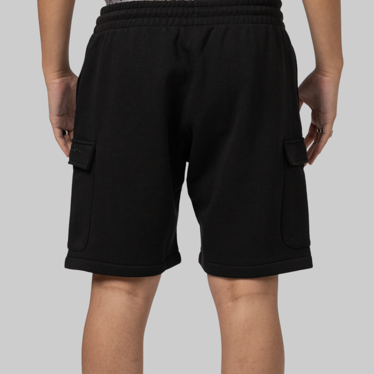 Reverse Weave Cargo Short - Black