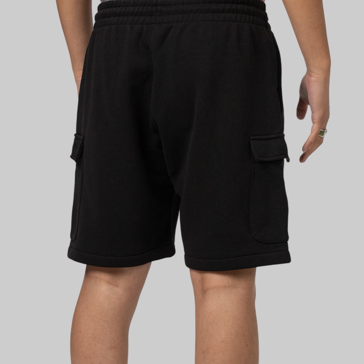 Reverse Weave Cargo Short - Black