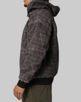 Distressed Plaid Ko Work Jacket - Black/Maroon Brown