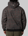 Distressed Plaid Ko Work Jacket - Black/Maroon Brown
