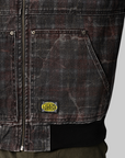 Distressed Plaid Ko Work Jacket - Black/Maroon Brown