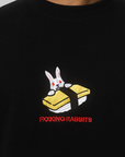 Embroidery Egg Sushi Rabbit Sweatshirt - Black