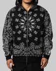 Embroidery Paisley Hoodie - Black