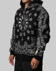 Embroidery Paisley Hoodie - Black