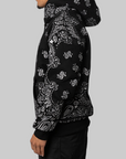 Embroidery Paisley Hoodie - Black