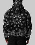 Embroidery Paisley Hoodie - Black