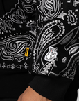 Embroidery Paisley Hoodie - Black