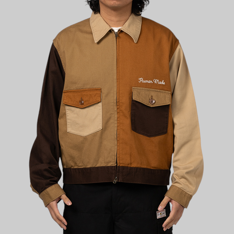 Zip-Up Work Jacket - Brown