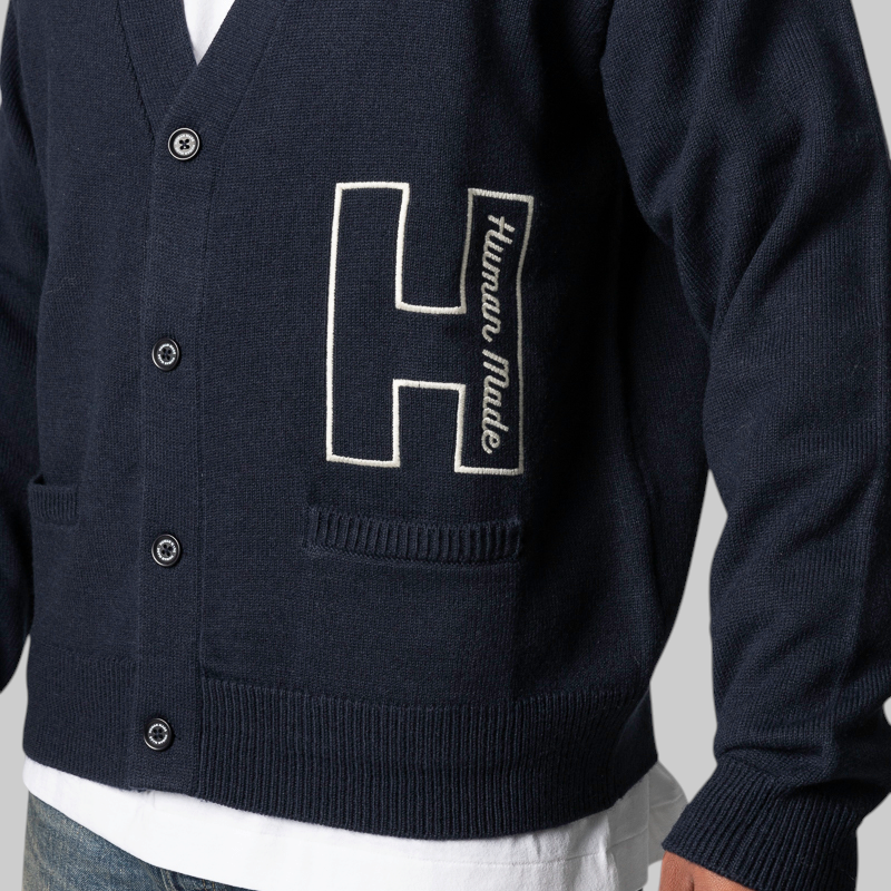 College Knit Cardigan - Navy