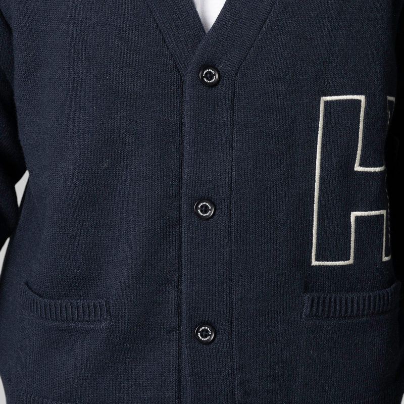 College Knit Cardigan - Navy