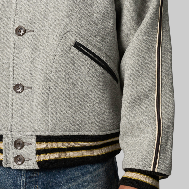 Wool Varsity Jacket - Grey