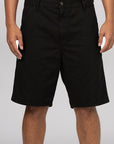 Single Knee Short - Black Garment Dyed