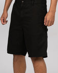 Single Knee Short - Black Garment Dyed