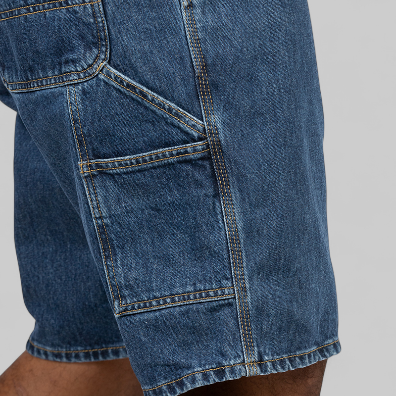 Single Knee Short - Blue (Stone Washed)