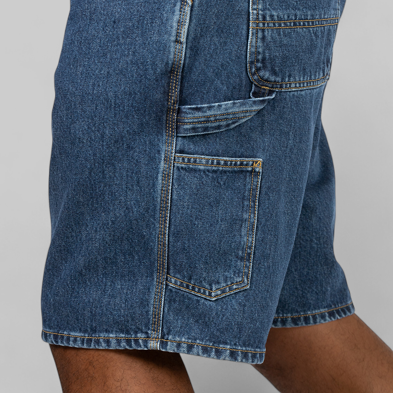 Single Knee Short - Blue (Stone Washed)