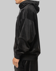 Velvet Corduroy Zip Hoodie - Black