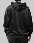 Velvet Corduroy Zip Hoodie - Black