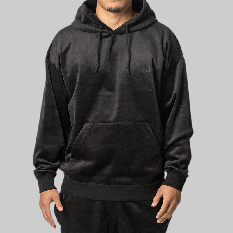 Velvet Corduroy Hoodie - Black