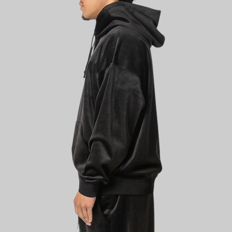 Velvet Corduroy Hoodie - Black
