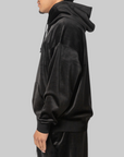Velvet Corduroy Hoodie - Black