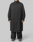 Spun Nylon Cabban Coat - Black