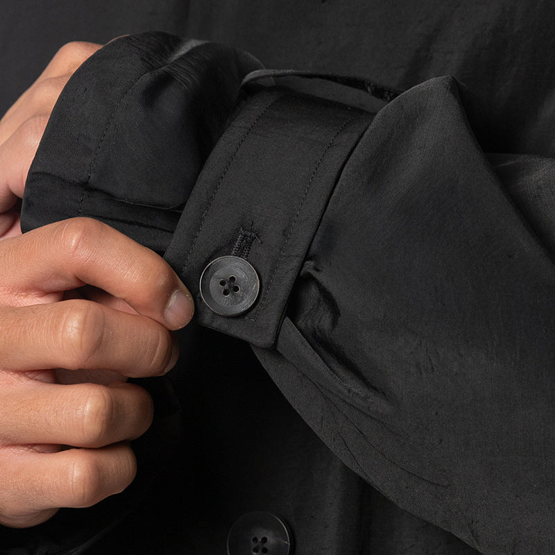 Spun Nylon Cabban Coat - Black