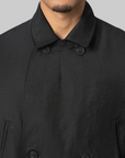 Spun Nylon Cabban Coat - Black