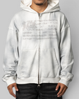 Dirty Washed Old Glory Zip-Up Hoodie - White
