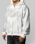 Dirty Washed Old Glory Zip-Up Hoodie - White